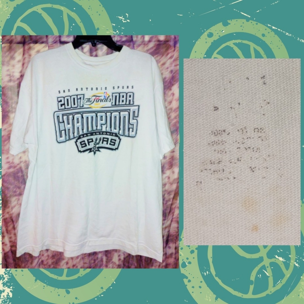 Adidas White/Multiclr San Antonio Spurs 2007 NBA Champions Knit T-shirt Sz Large